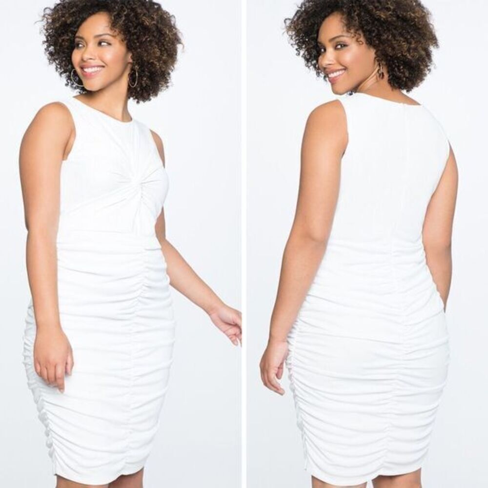 NEW‎ Eloquii  white Twisted Bodice ruched bodycon Dress, plus size 24